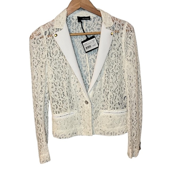 NWT The Kooples Flower Lace and Crepe Jacket - Picture 3 of 13